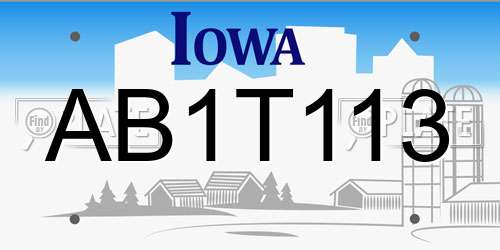 AB1T113 Iowa License Plate