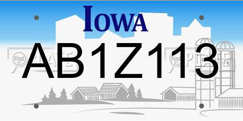 AB1Z113 Iowa License Plate