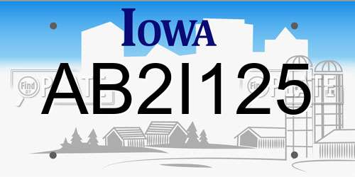 AB2I125 Iowa License Plate