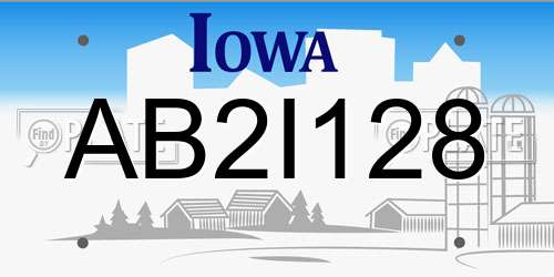 AB2I128 Iowa License Plate