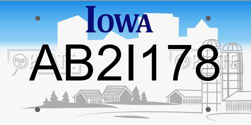 AB2I178 Iowa License Plate