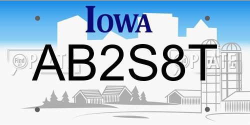 AB2S8T Iowa License Plate