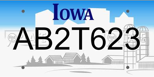 AB2T623 Iowa License Plate