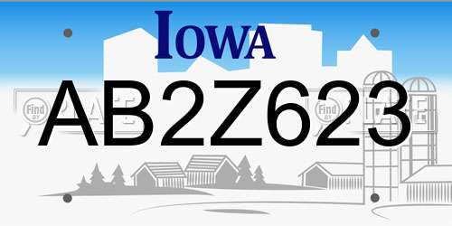 AB2Z623 Iowa License Plate