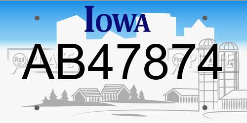 AB47874 Iowa License Plate
