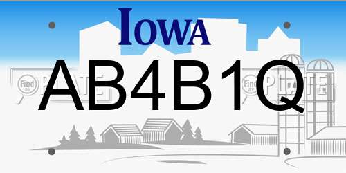 AB4B1Q Iowa License Plate