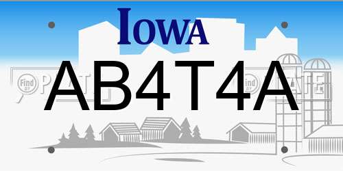 AB4T4A Iowa License Plate