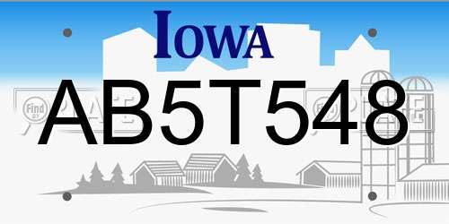 AB5T548 Iowa License Plate