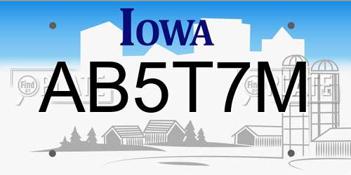 AB5T7M Iowa License Plate