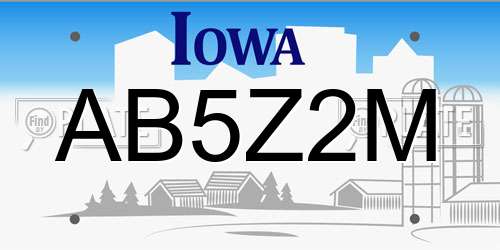 AB5Z2M Iowa License Plate