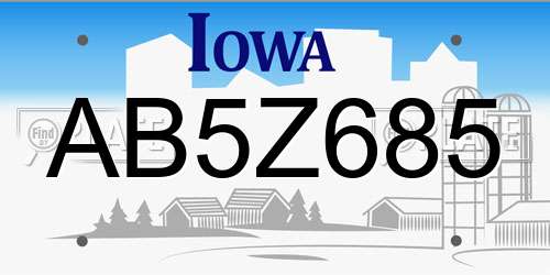 AB5Z685 Iowa License Plate