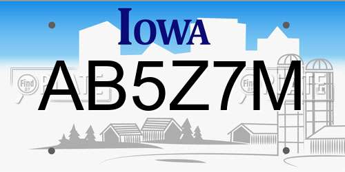AB5Z7M Iowa License Plate