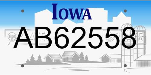 AB62558 Iowa License Plate
