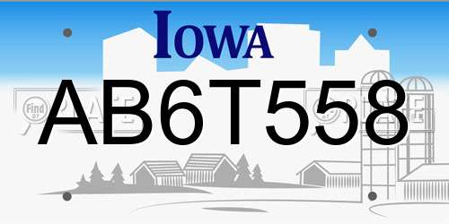 AB6T558 Iowa License Plate
