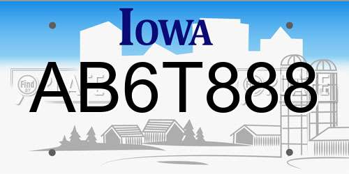 AB6T888 Iowa License Plate