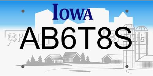 AB6T8S Iowa License Plate