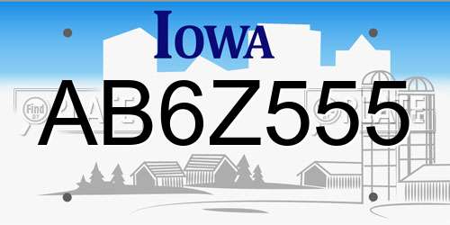 AB6Z555 Iowa License Plate