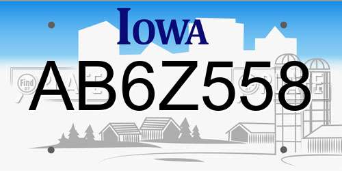AB6Z558 Iowa License Plate