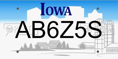 AB6Z5S Iowa License Plate