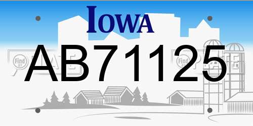 AB71125 Iowa License Plate
