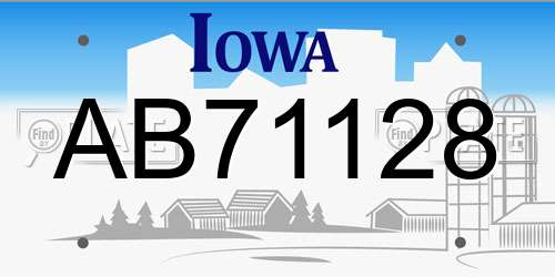 AB71128 Iowa License Plate