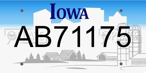 AB71175 Iowa License Plate