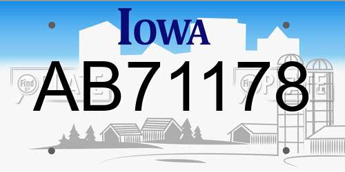AB71178 Iowa License Plate