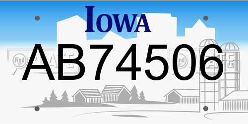 AB74506 Iowa License Plate