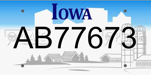 AB77673 Iowa License Plate