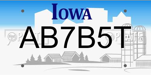 AB7B5T Iowa License Plate