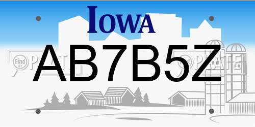 AB7B5Z Iowa License Plate