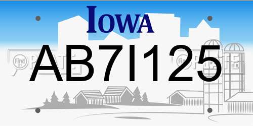 AB7I125 Iowa License Plate