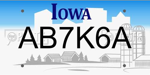 AB7K6A Iowa License Plate