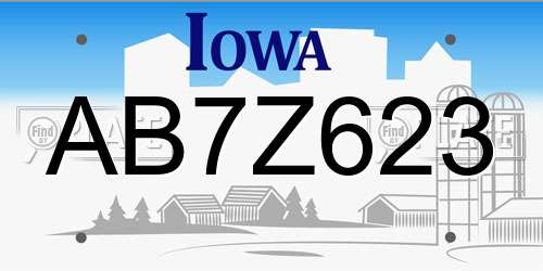 AB7Z623 Iowa License Plate
