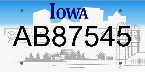 AB87545 Iowa License Plate