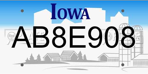 AB8E908 Iowa License Plate