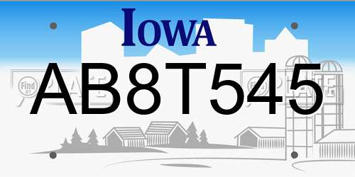 AB8T545 Iowa License Plate