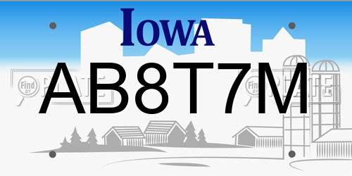 AB8T7M Iowa License Plate