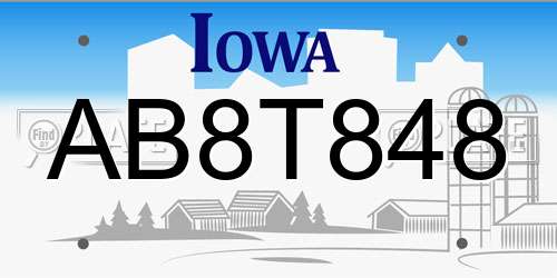 AB8T848 Iowa License Plate