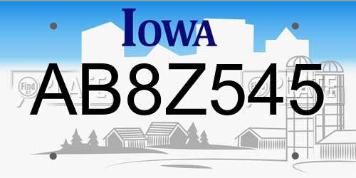 AB8Z545 Iowa License Plate
