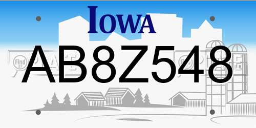 AB8Z548 Iowa License Plate