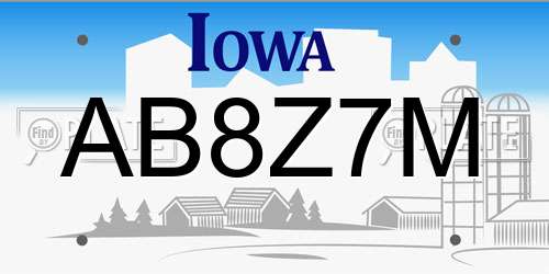 AB8Z7M Iowa License Plate
