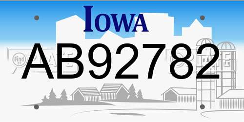 AB92782 Iowa License Plate