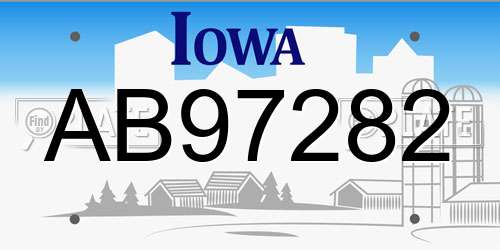 AB97282 Iowa License Plate
