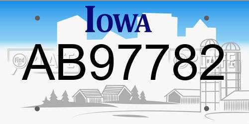 AB97782 Iowa License Plate