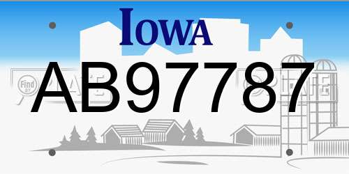 AB97787 Iowa License Plate