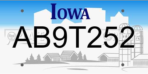 AB9T252 Iowa License Plate