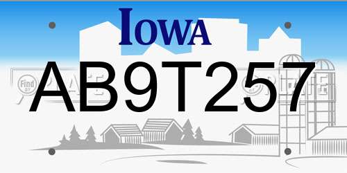 AB9T257 Iowa License Plate