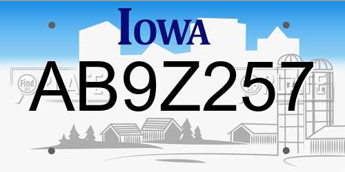 AB9Z257 Iowa License Plate