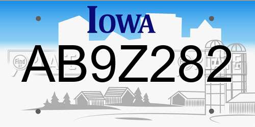 AB9Z282 Iowa License Plate